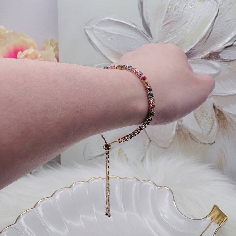 Colorful Rhinestones Adjustable Bracelet - Picture 4 of 7